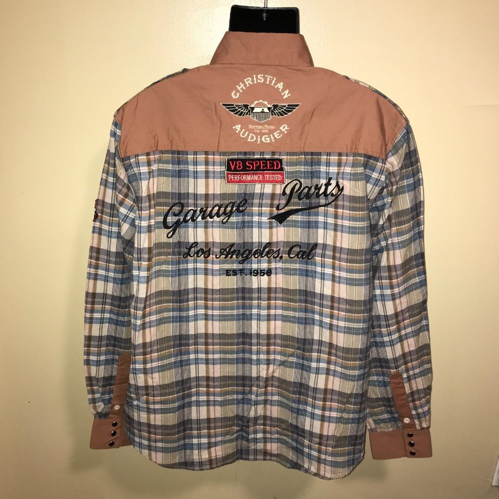 Men's Christian Audigier Pearl Snap Button Long Sleeve Western Shirt -Size: XL - Picture 3 of 16